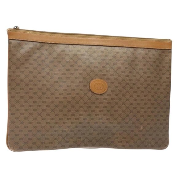 GUCCI Micro GG Supreme Clutch Bag PVC Beige - Picture 1 of 15
